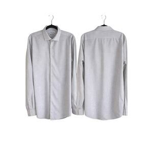 Men’s Calvin Klein White Beige diamond infinite non iron slim fit stretch XL